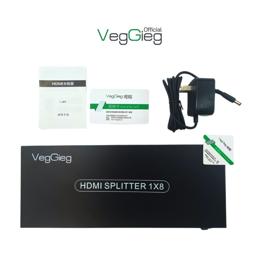 Bộ Chia HDMI 1 Ra 8 Veggieg V-HD08 chuẩn HD 4K x 2K Chính Hãng Bộ Chia HDMI 1 Ra 8 Veggieg V-HD08 chuẩn HD 4K x 2K Chính Hãng