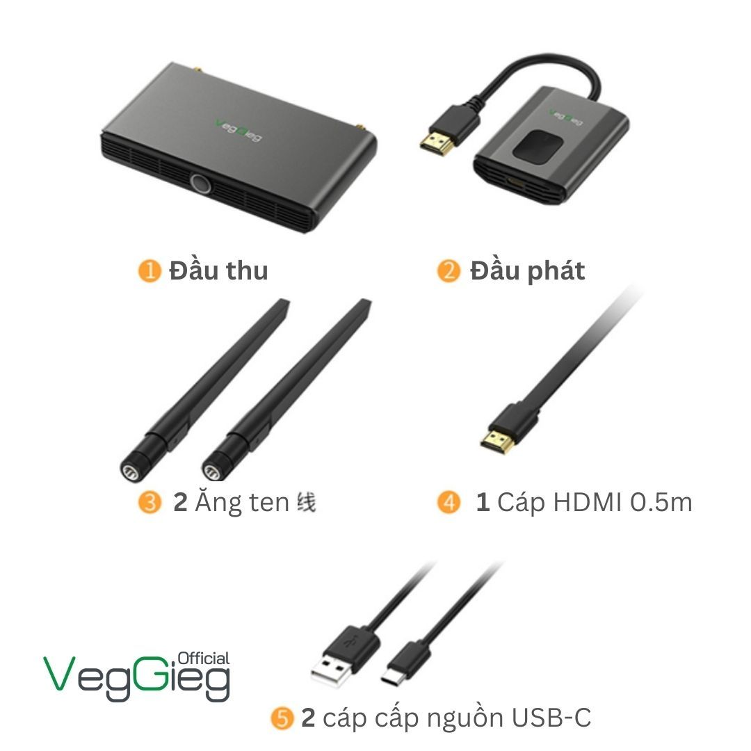 Bộ Thu Phát HDMI VGA Không Dây Veggieg V-Z5-50M 1080P 60Hz Bộ Thu Phát HDMI VGA Không Dây Veggieg V-Z5-50M 1080P 60Hz