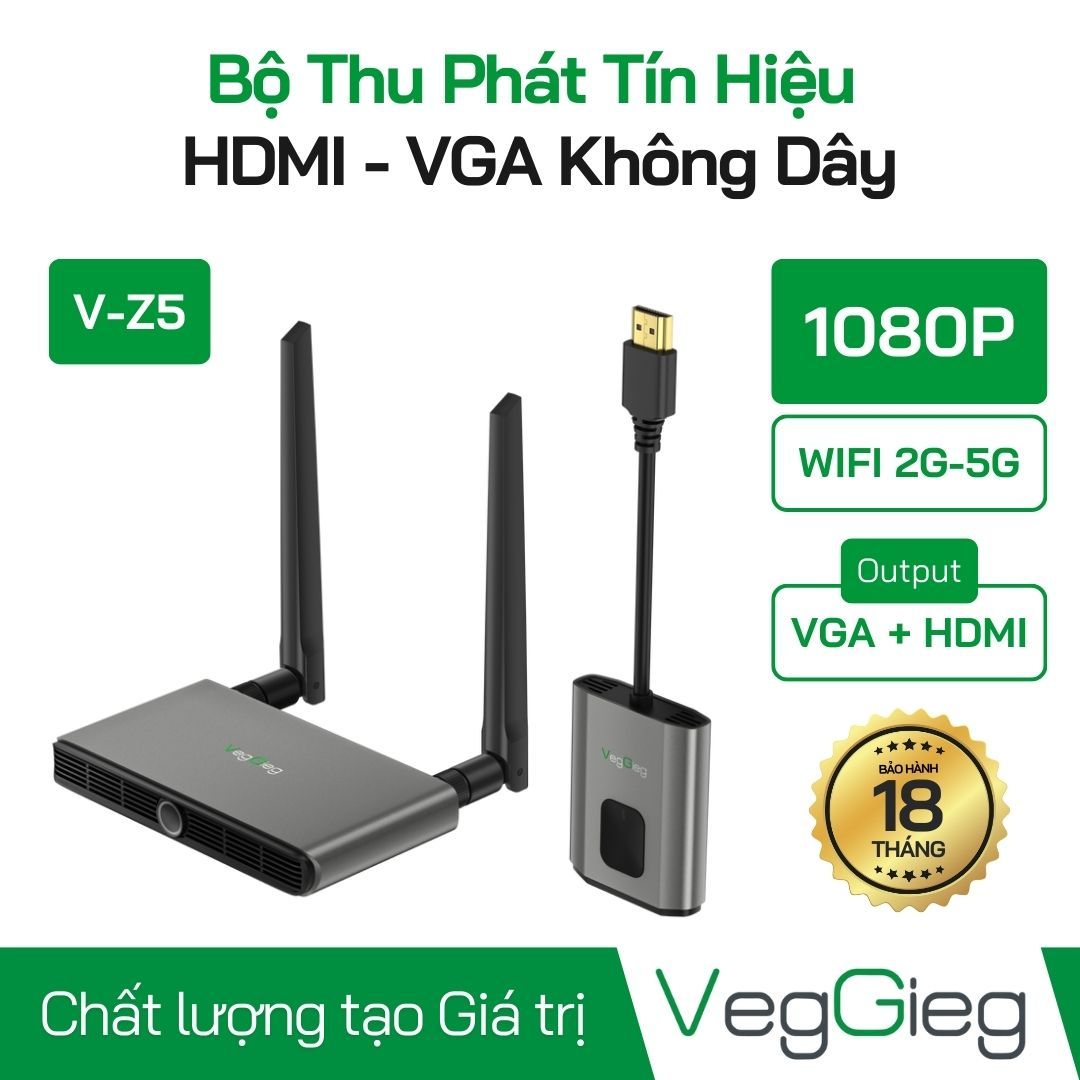 Bộ Thu Phát HDMI VGA Không Dây Veggieg V-Z5-50M 1080P 60Hz