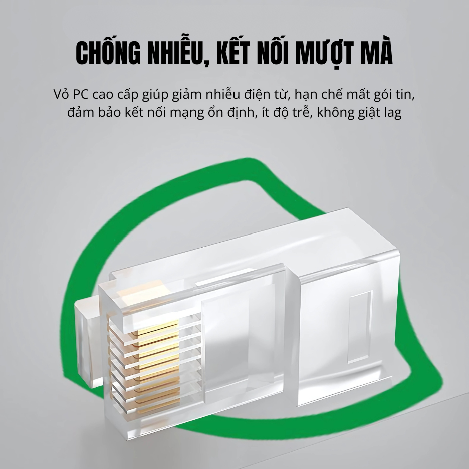 Đầu bấm hạt mạng UTP cat6E Chính hãng Veggieg, V-E008 chuẩn tốc độ gigabits