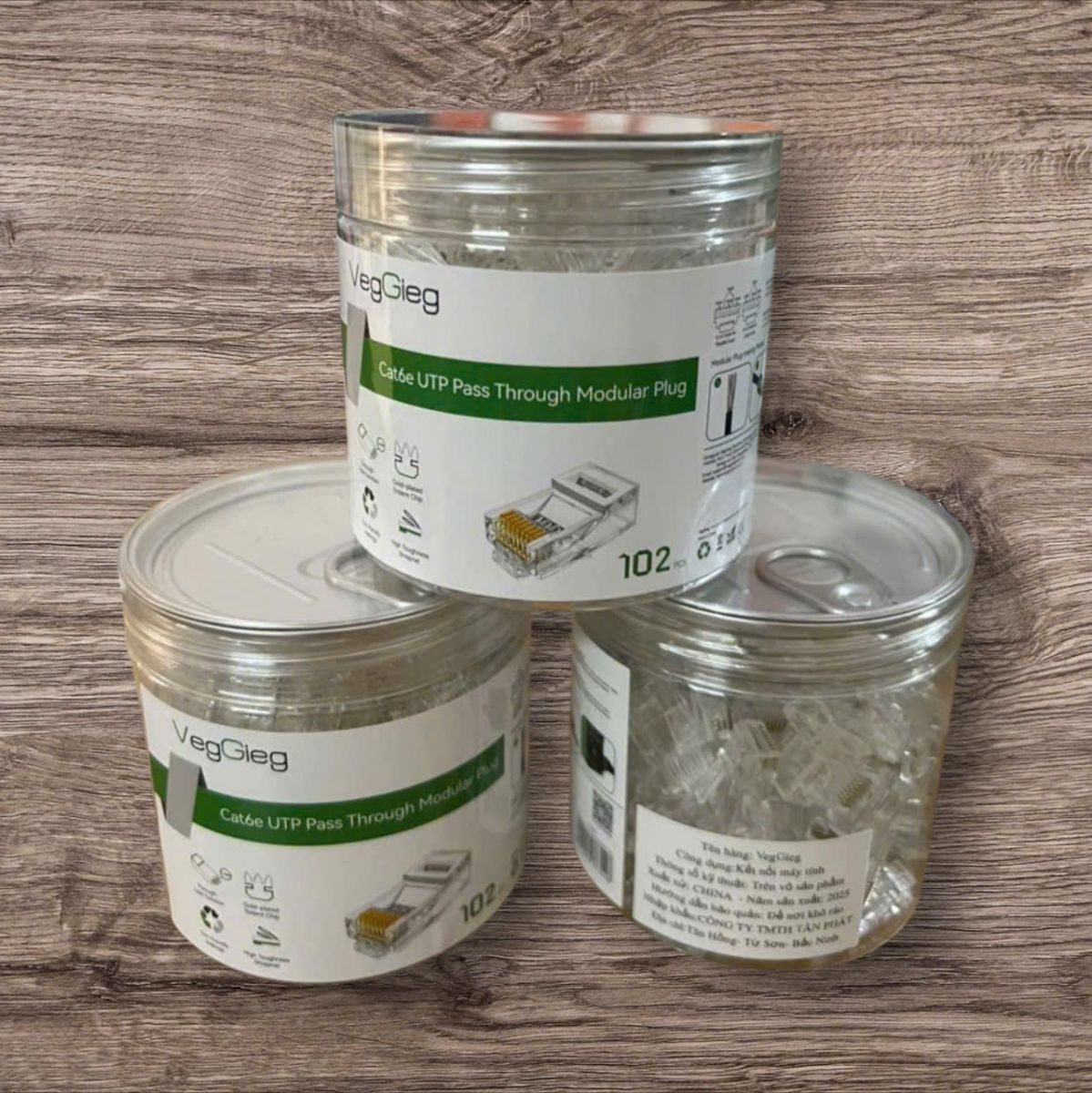 Hạt Mạng Xuyên Thấu Cat6E VegGieg V-E011 Chính Hãng - Chuẩn Gigabit